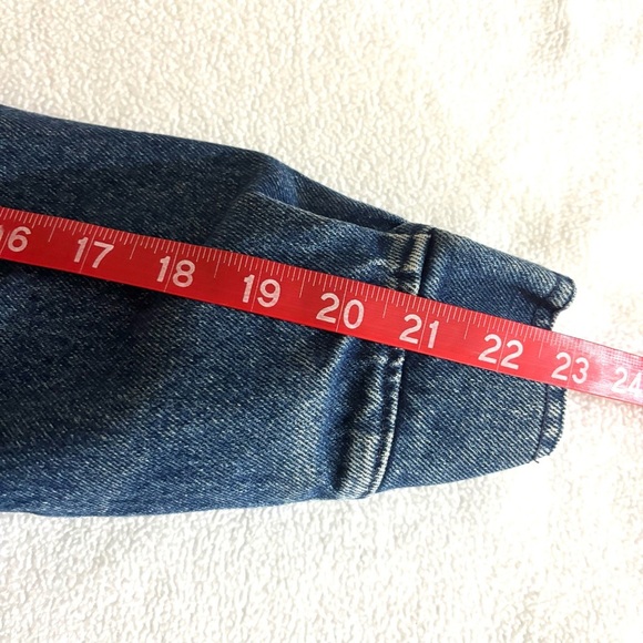 Vintage Retro 80’s Cotton V-Neck Pucker Shoulder V-Neck Snap Denim Jacket (L) - Picture 15 of 16